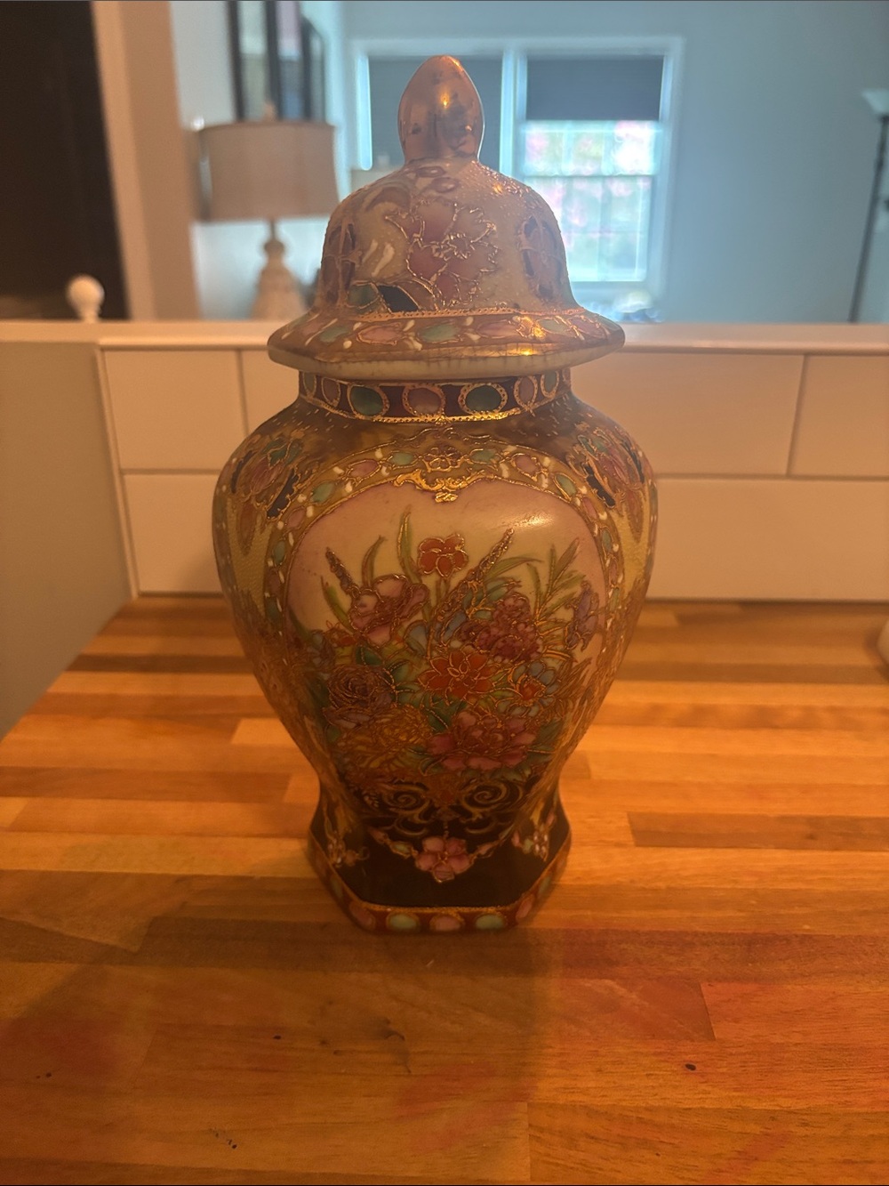 Decorative Floral Cloisonné Covered Vase - Multicolor